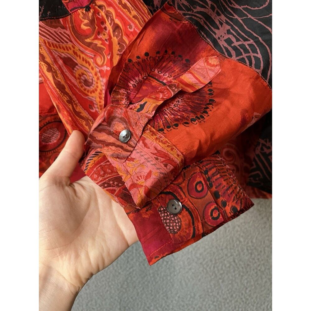 Chicos Button Top Large 2 Silk Patchwork Abstract… - image 6